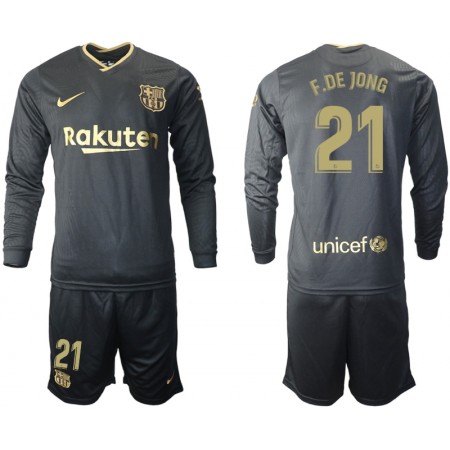 Billiga Fotbollströjor FC Barcelona Frenkie de Jong 21 Barn Borta tröja 2020/21 Långärmad